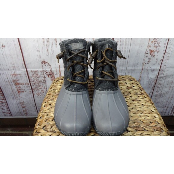 Sperry Gray Duck Boots Size Zip Women's Size 7.5M Model STS97562F Leather Laces - Picture 1 of 8